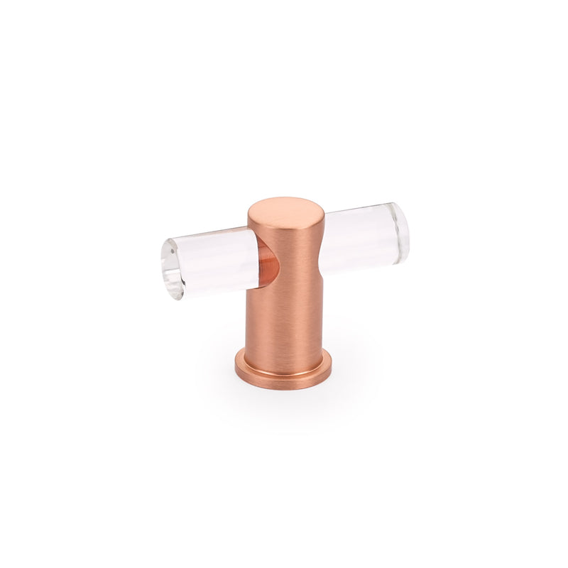 Schaub Lumiere, adjustable, acrylic T-knob with Brushed Rose Gold stem