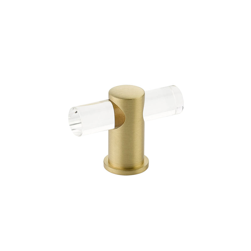 Schaub Lumiere, adjustable, acrylic T-knob with Satin Brass stem