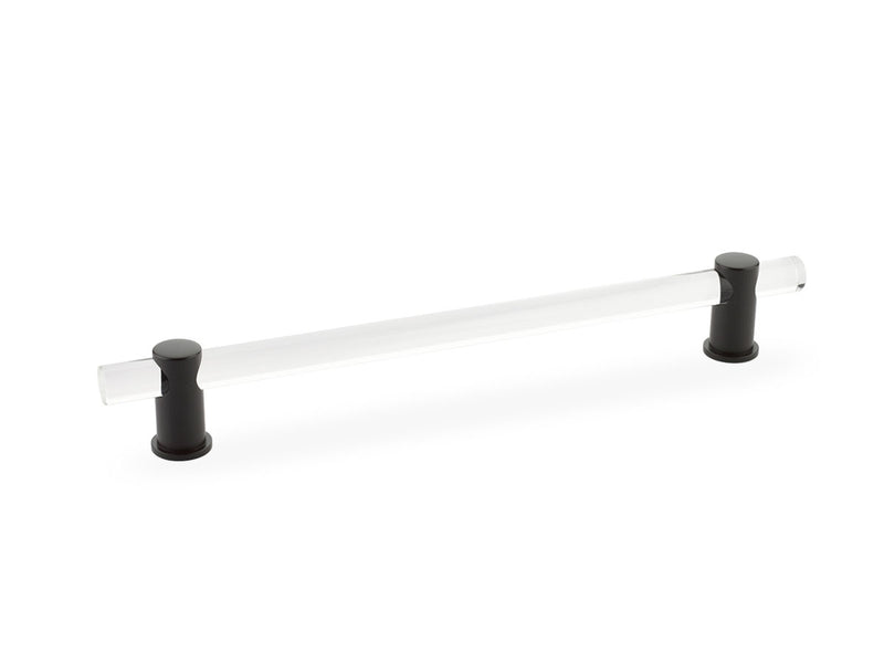 Schaub Lumiere, adjustable acrylic bar pull, 8" cc, with Oil Rubbed Bronze stems