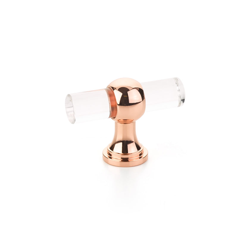 Schaub Lumiere Transitional, Acrylic T-knob with Polished Rose Gold stem