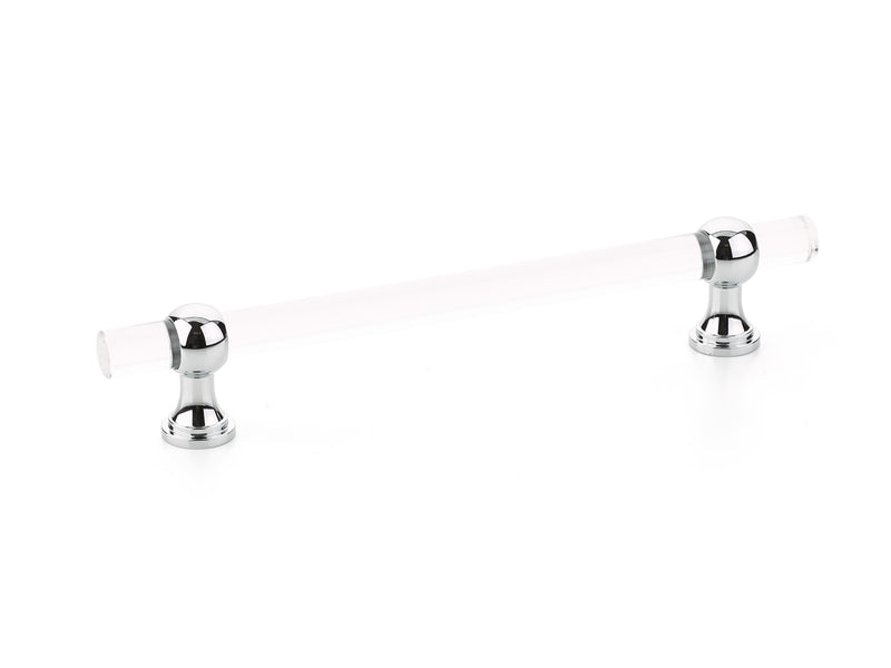 Schaub Lumiere Transitional, Adjustable acrylic bar pull, 6" cc, with Polished Chrome stems