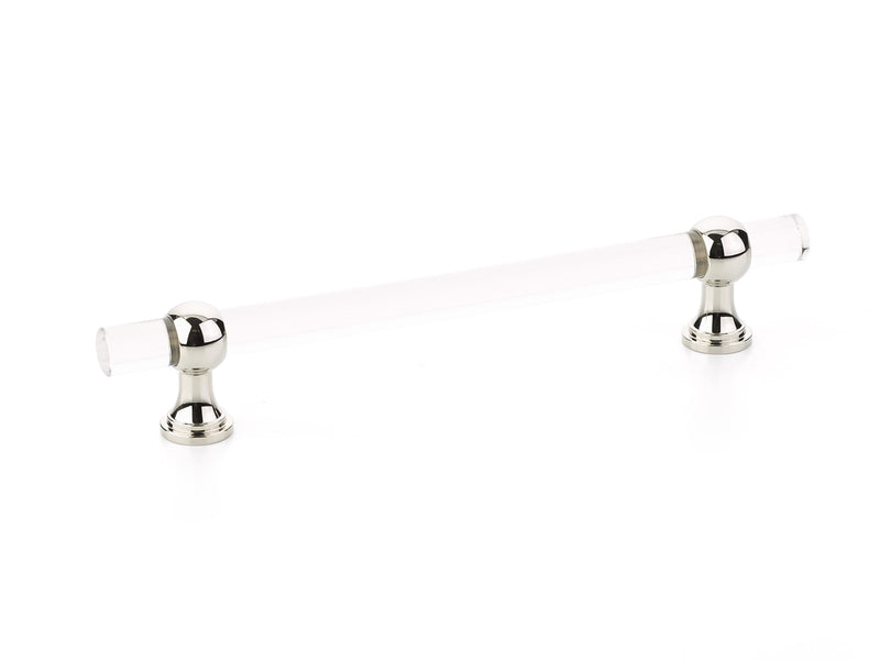 Schaub Lumiere Transitional, Adjustable acrylic bar pull, 6" cc, with Polished Nickel stems