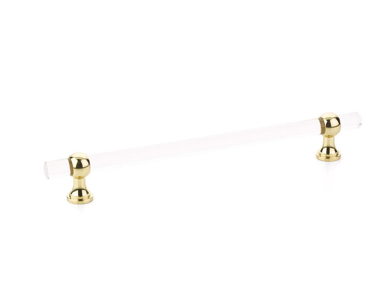 Schaub Lumiere Transitional, Acrylic bar pull, 8" cc, with Polished Brass stems