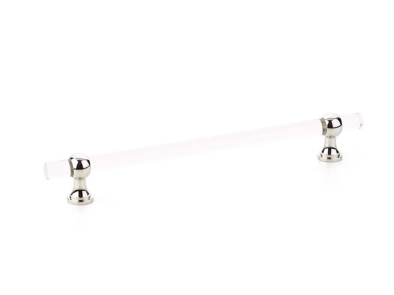 Schaub Lumiere Transitional, Acrylic bar pull, 8" cc, with Polished Nickel stems