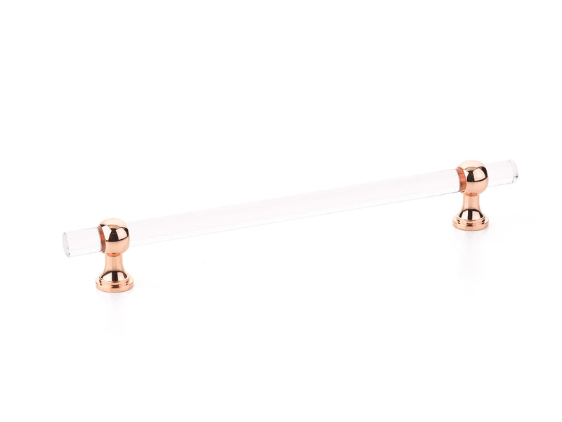 Schaub Lumiere Transitional, Acrylic bar pull, 8" cc, with Polished Rose Gold stems