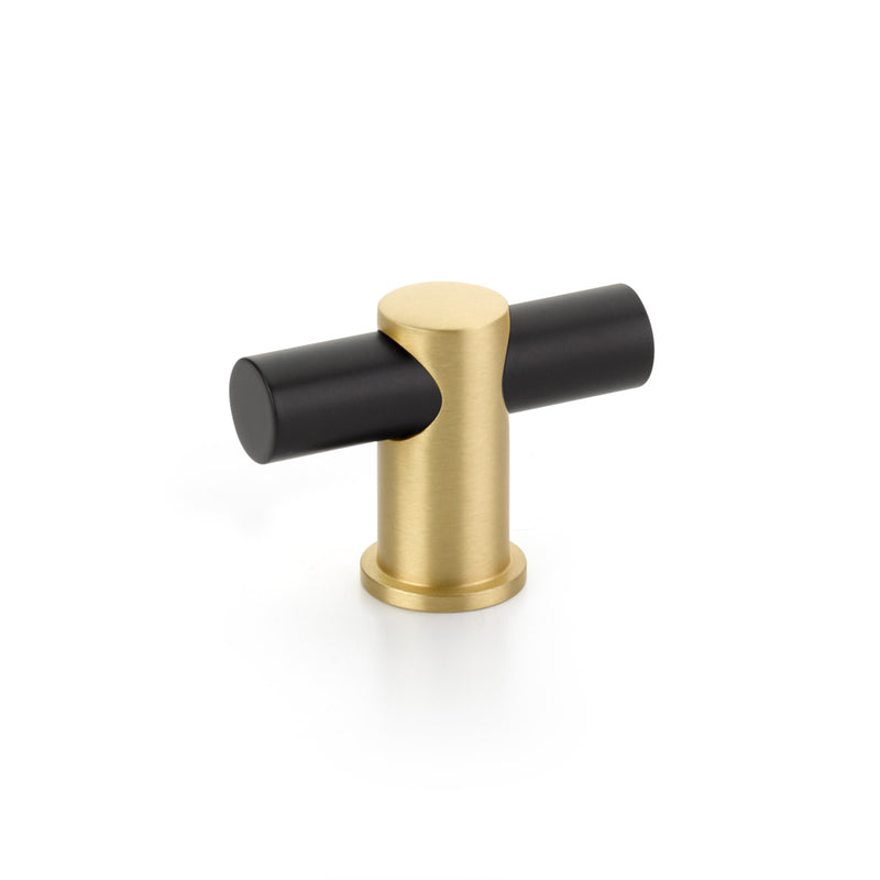 Schaub Fonce', T-knob, Matte Black bar, Satin Brass stem