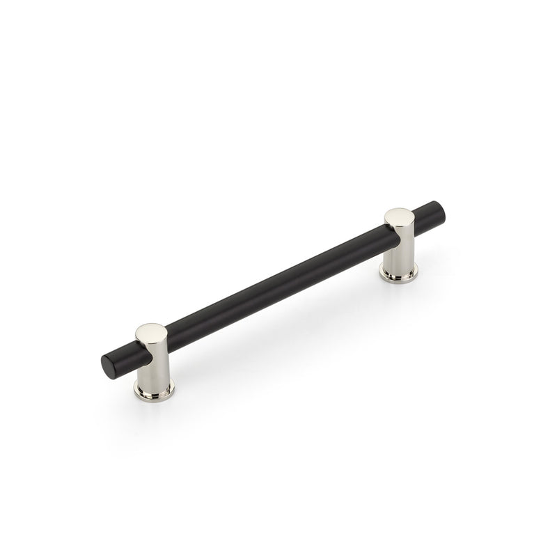 Schaub Fonce', Bar Pull, 6" cc with Matte Black Bar and Polished Nickel stems