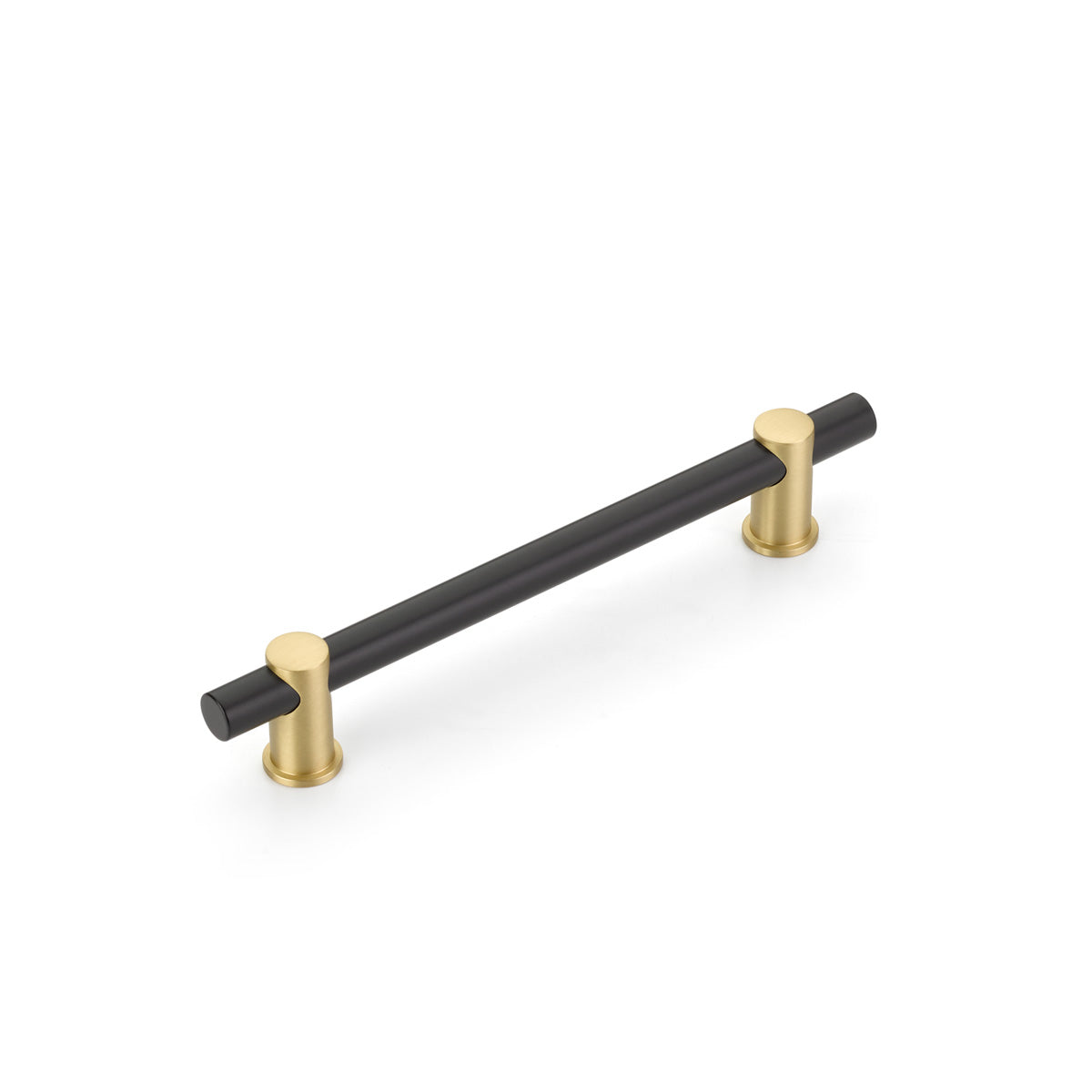 Schaub Fonce', Bar Pull, 6" cc with Matte Black Bar and Satin Brass stems