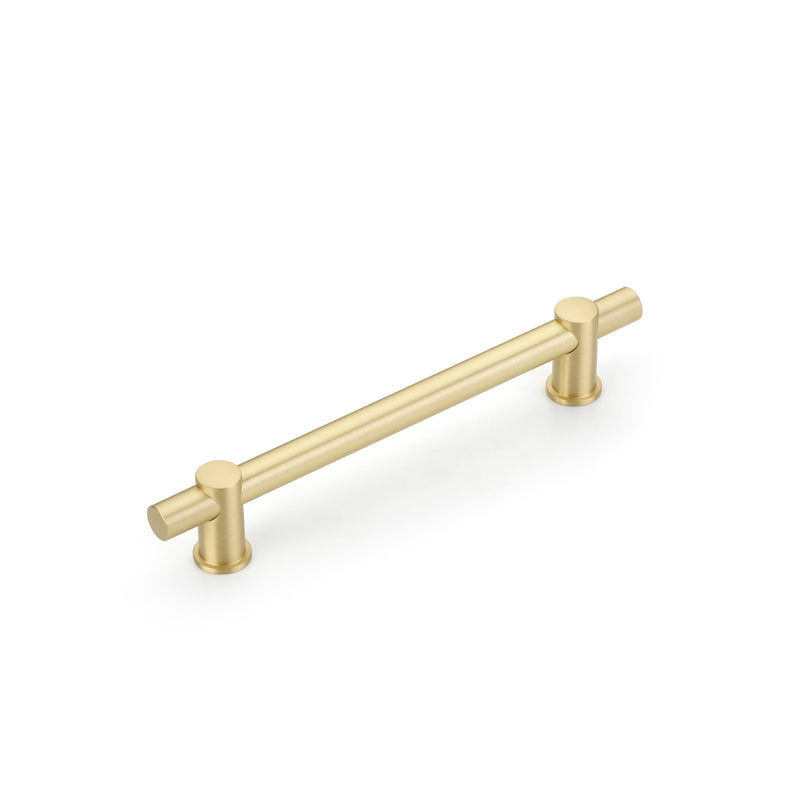 Schaub Fonce', Bar Pull, 6" cc with Satin Brass Bar and Satin Brass stems