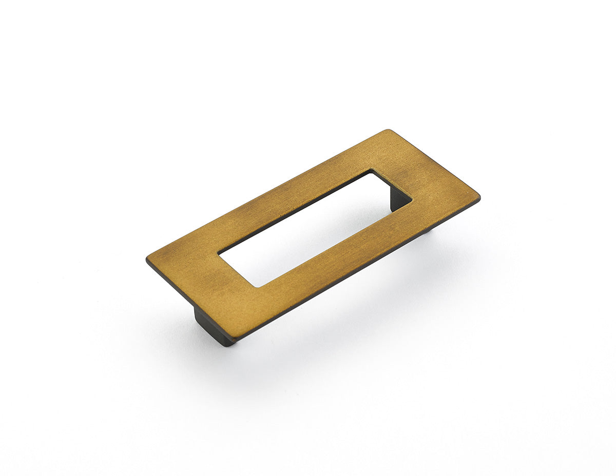 Schaub Finestrino, Flat Rectange Pull, Burnished Bronze, 96 mm cc