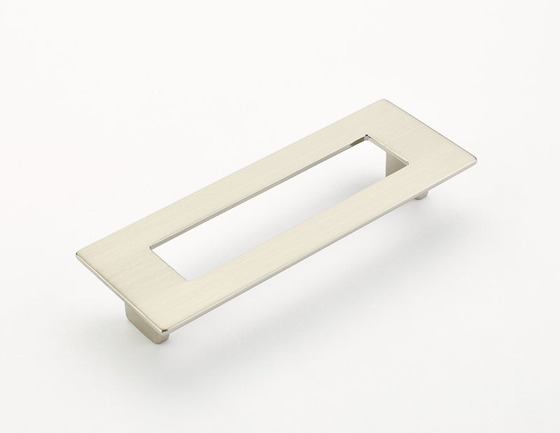 Schaub Finestrino, Flat Rectangle Pull, Satin Nickel, 128 mm cc