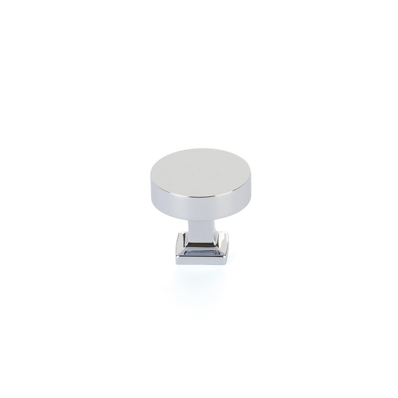 Schaub Haniburton, Round Knob with Square Base, Polished Chrome