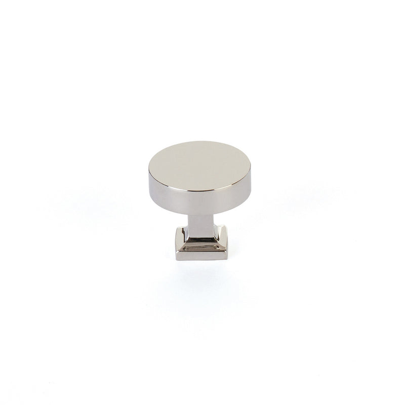 Schaub Haniburton, Round Knob with Square Base, Polished Nickel