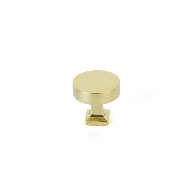 Schaub Haniburton, Round Knob with Square Base, Unlacquered Brass