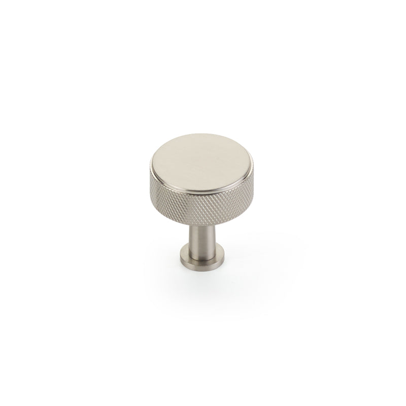 Schaub Pub House, Round Knob, Knurled, Brushed Nickel, 1-1/4" dia