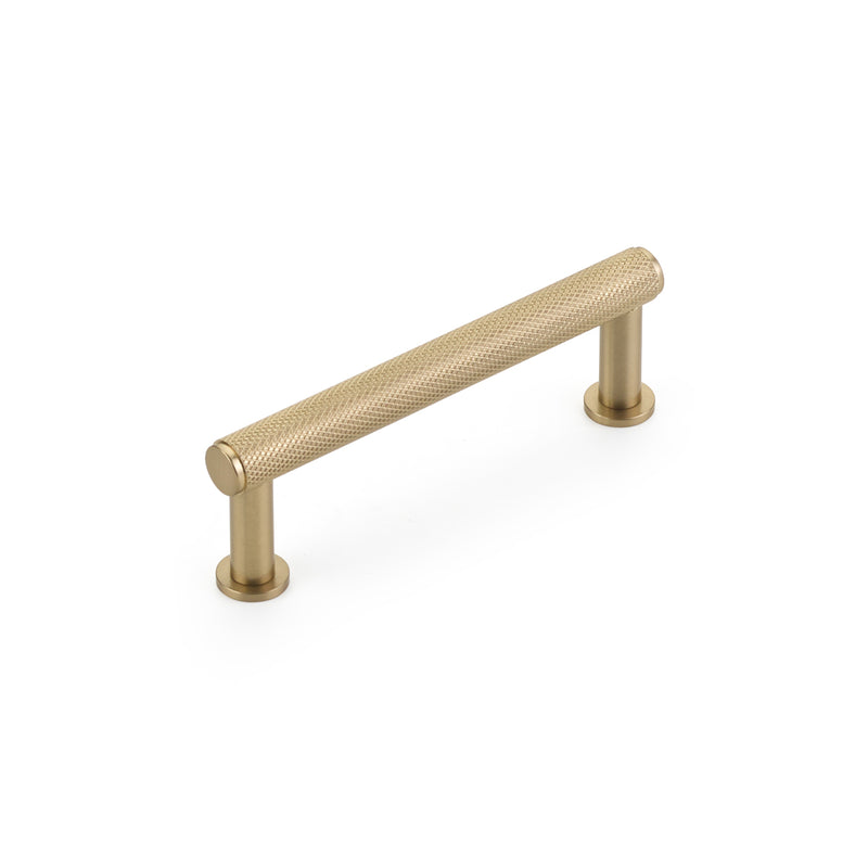 Schaub Pub House, Pull, Knurled, Signature Satin Brass, 3-1/2" cc