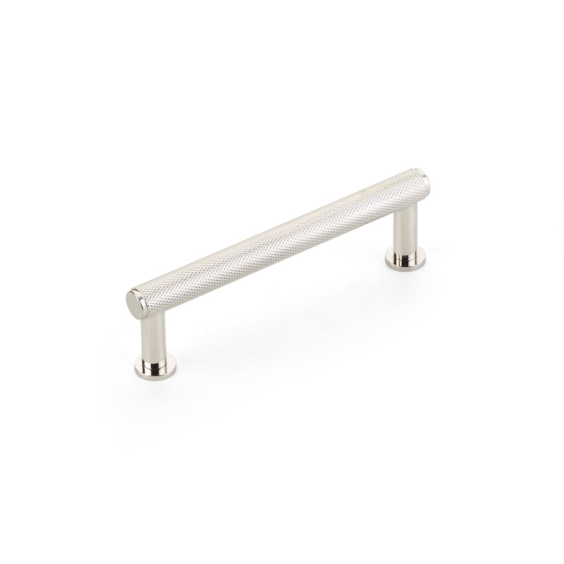 Schaub Pub House, Pull, Knurled, Polished Nickel, 4" cc