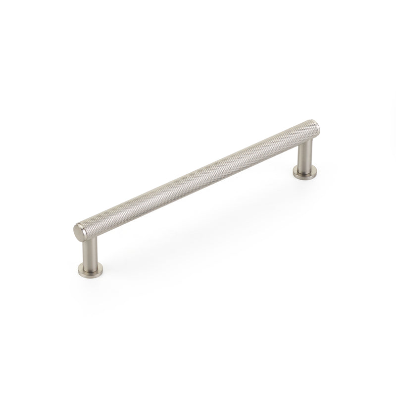 Schaub Pub House, Pull, Knurled, Brushed Nickel, 6" cc