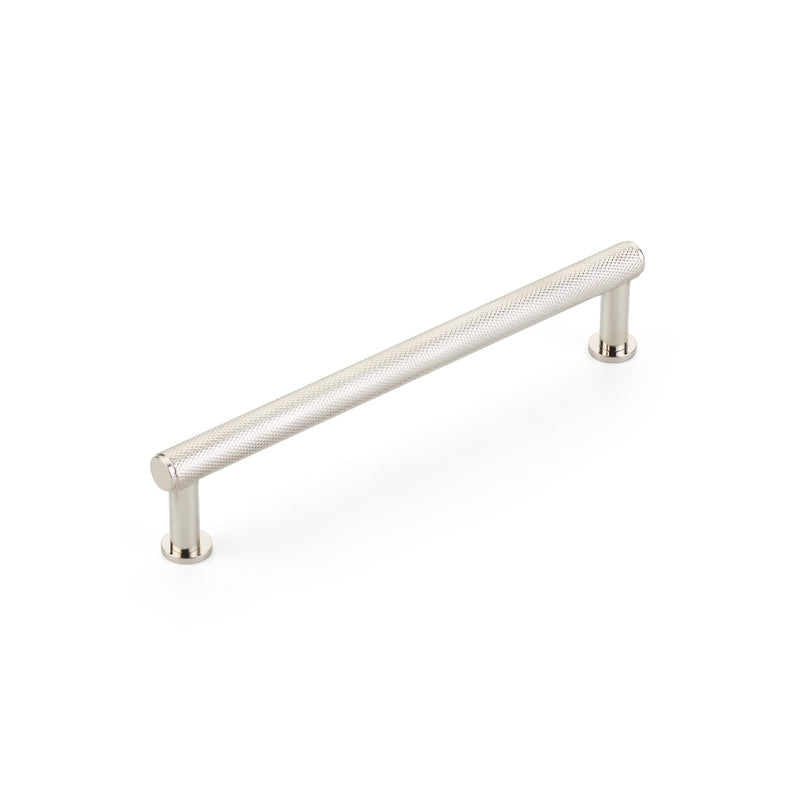 Schaub Pub House, Pull, Knurled, Polished Nickel, 6" cc