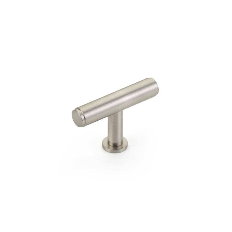 Schaub Pub House, T-Knob, Smooth, Brushed Nickel, 2"