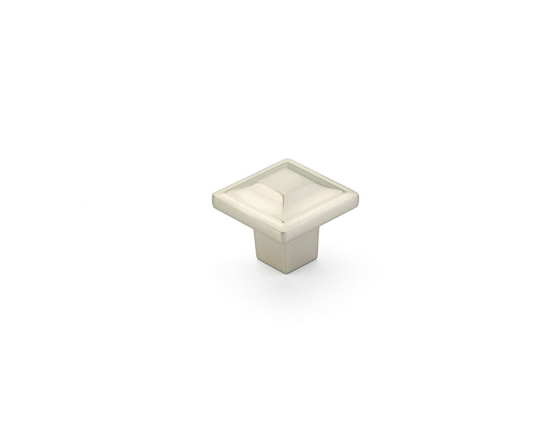 Schaub Menlo Park, Square Knob, Satin Nickel, 1-1/4"