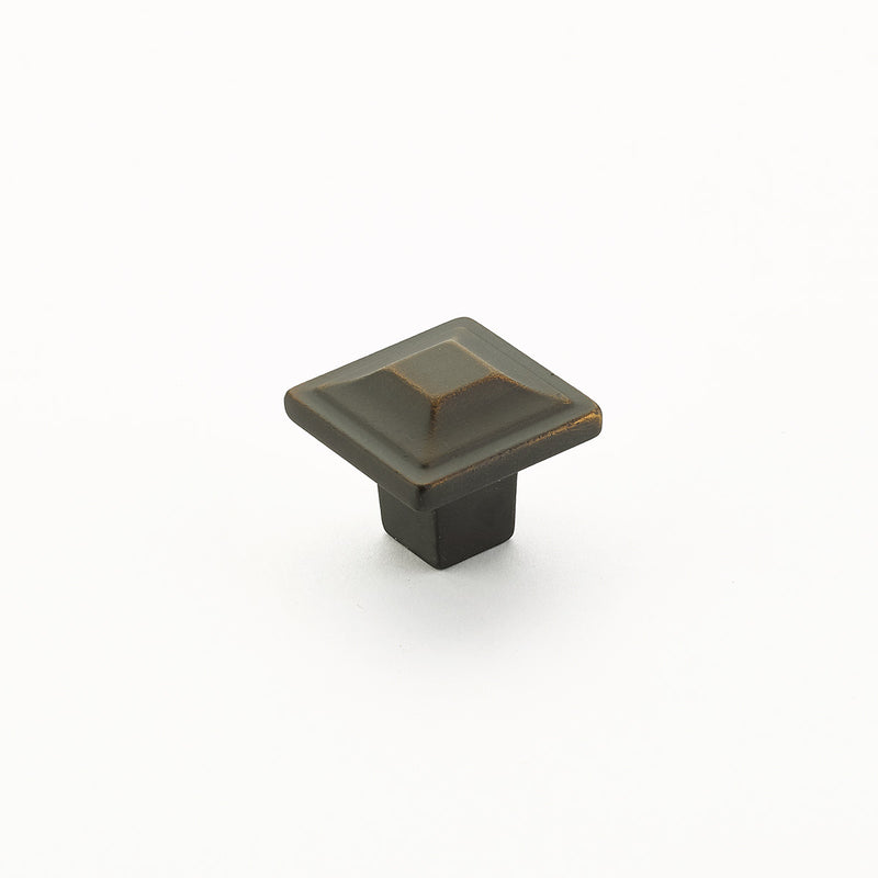 Schaub Menlo Park, Square Knob, Ancient Bronze, 1-1/4"