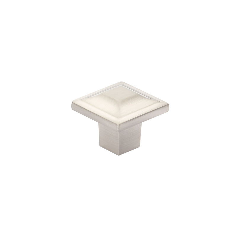 Schaub Menlo Park, Square Knob, Brushed Nickel, 1-1/4"