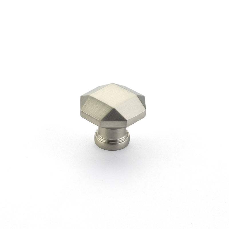 Schaub Menlo Park, Facet Knob, Satin Nickel, 1-1/4"