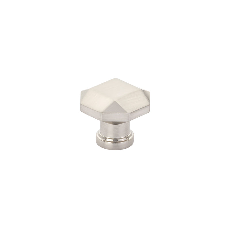 Schaub Menlo Park, Facet Knob, Brushed Nickel, 1-1/4"