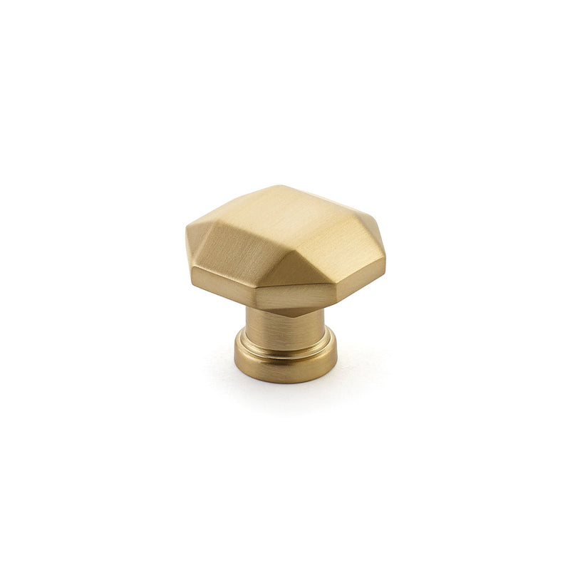 Schaub Menlo Park, Facet Knob, Signature Satin Brass, 1-1/4"