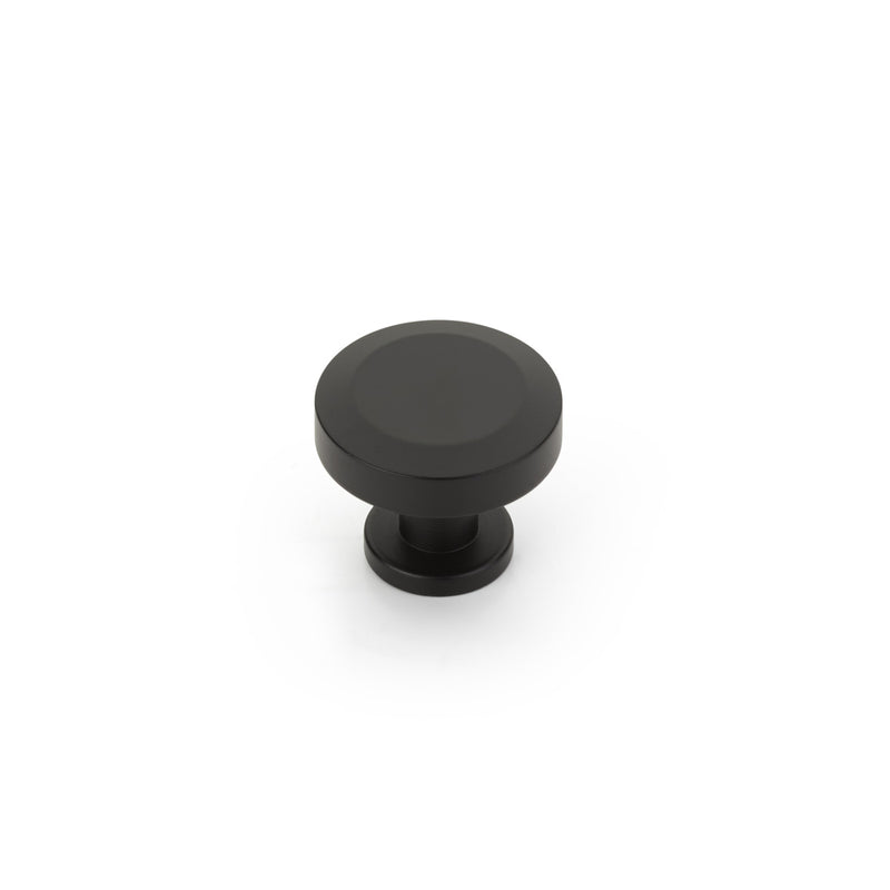 Schaub Heathrow Round Knob, Matte Black, 1-1/4"