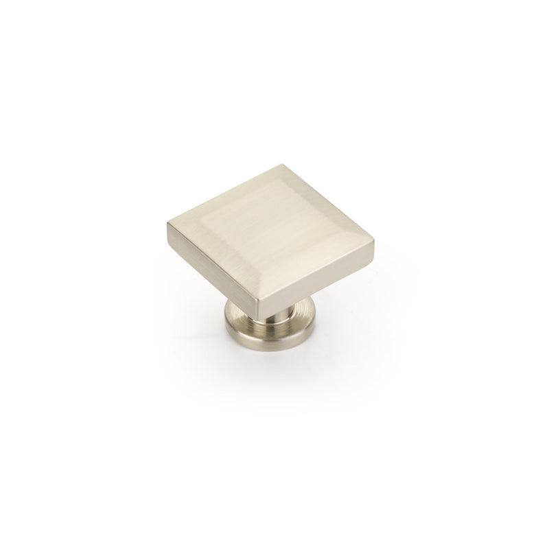 Schaub Heathrow Square Knob, Brushed Nickel, 1-1/4"