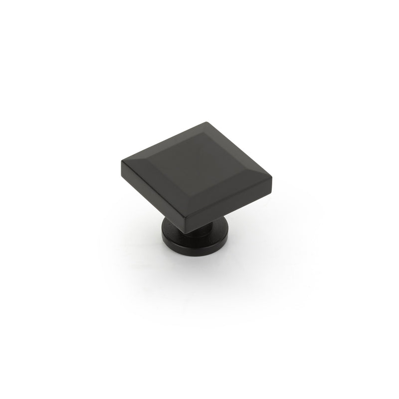 Schaub Heathrow Square Knob, Matte Black, 1-1/4"