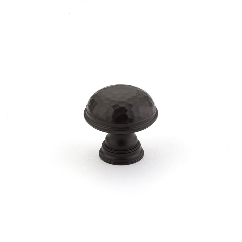 Schaub Atherton, Knob, Hammered, Plain Edges Oil Rubbed Bronze, 1-1/4"