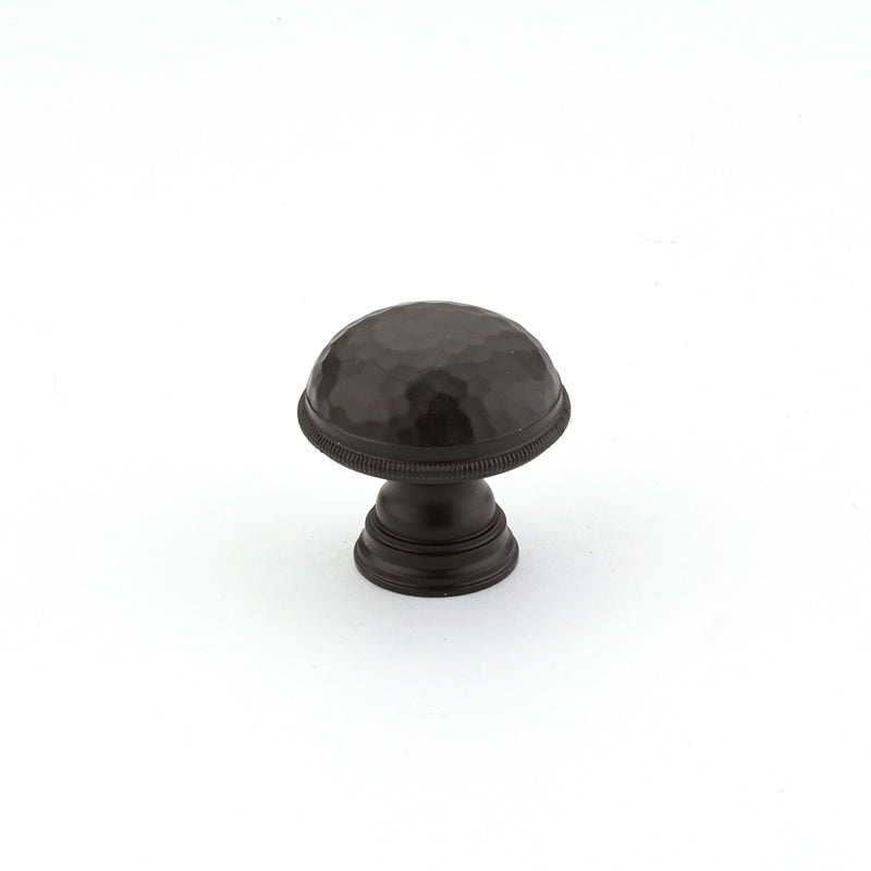 Schaub Atherton, Knob, Hammered, Knurled Edges, Oil Rubbed Bronze, 1-1/4"