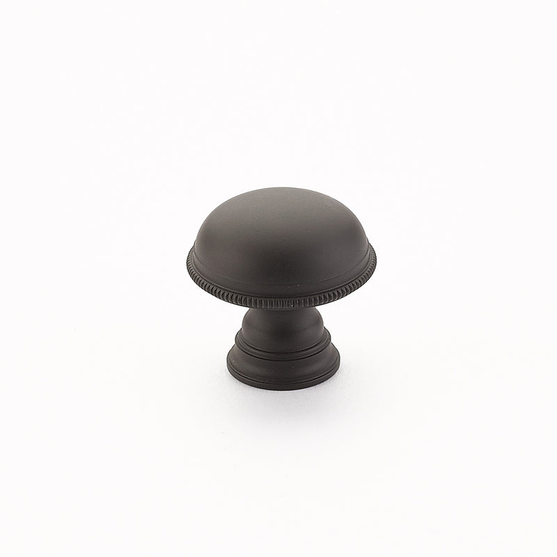 Schaub Atherton, Knob, Plain, Knurled Edges, Oil Rubbed Bronze, 1-1/4"