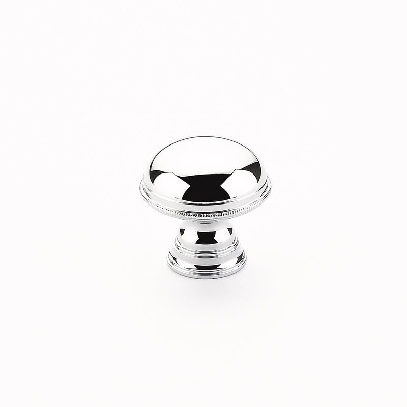 Schaub Atherton, Knob, Plain, Knurled Edges, Polished Chrome, 1-1/4"