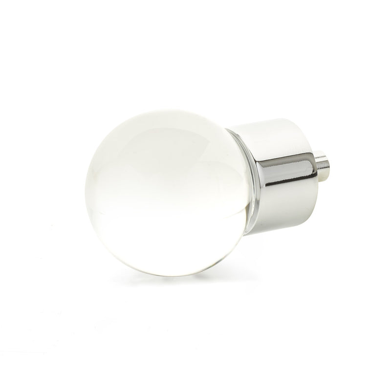 Schaub City Lights, Globe Glass Knob with brass base in Polished Chrome