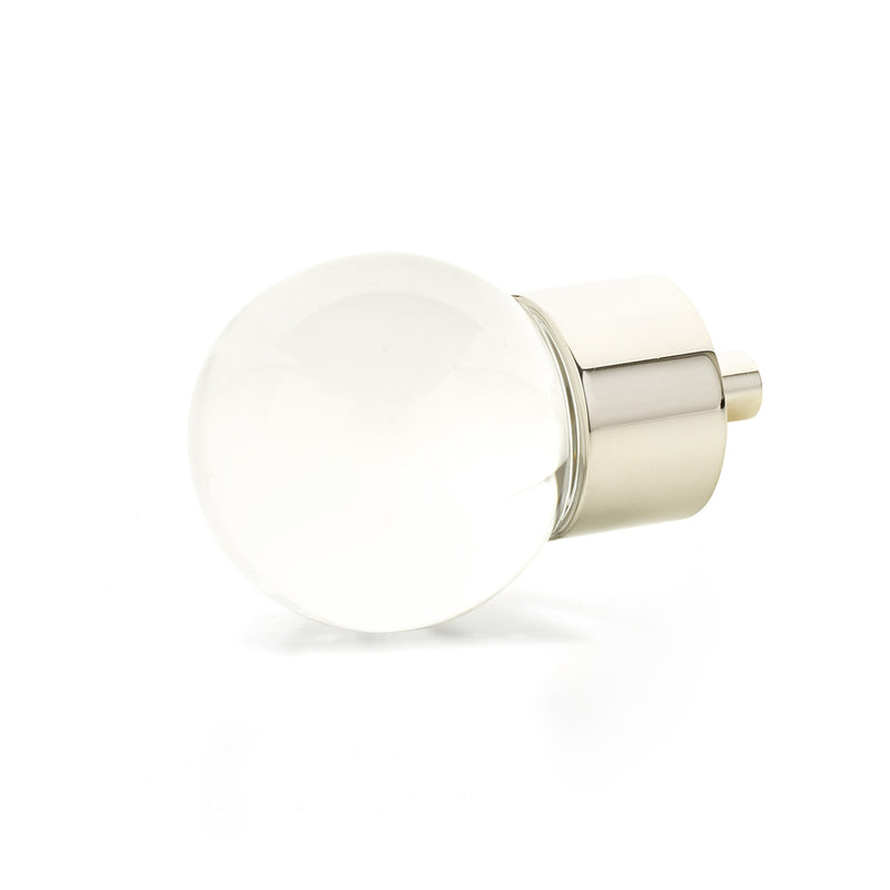 Schaub City Lights, Globe Glass Knob with brass base in Polished Nickel