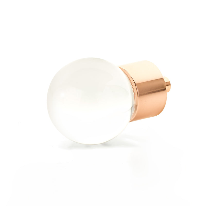 Schaub City Lights, Globe Glass Knob with brass base in Polished Rose Gold