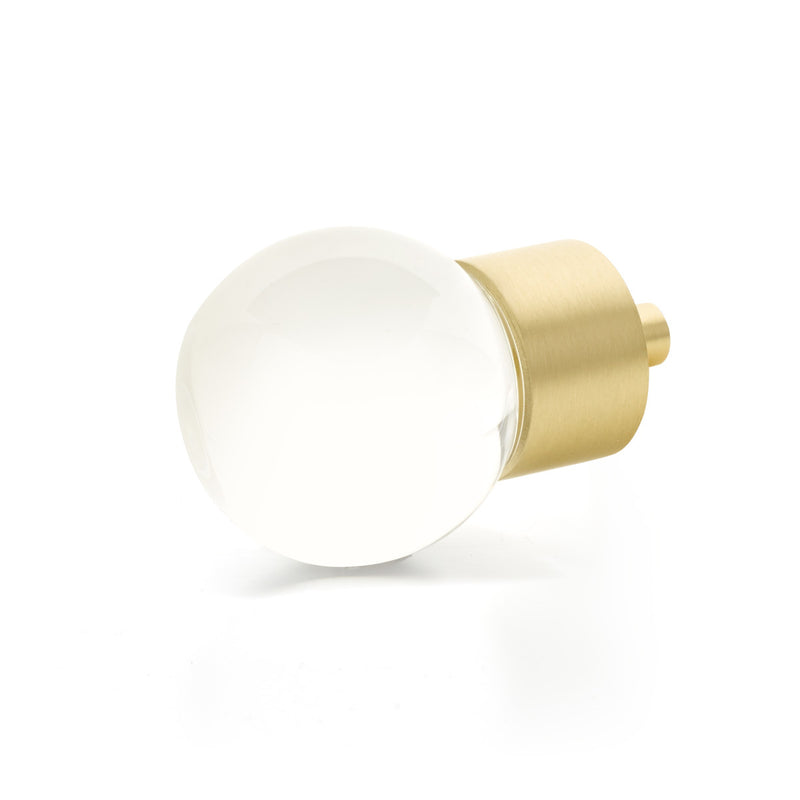 Schaub City Lights, Globe Glass Knob with brass base in Satin Brass