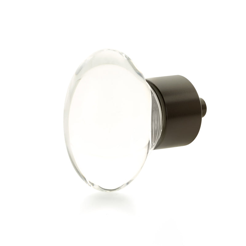 Schaub City Lights, Oval Glass Knob with brass base in Oil Rubbed Bronze