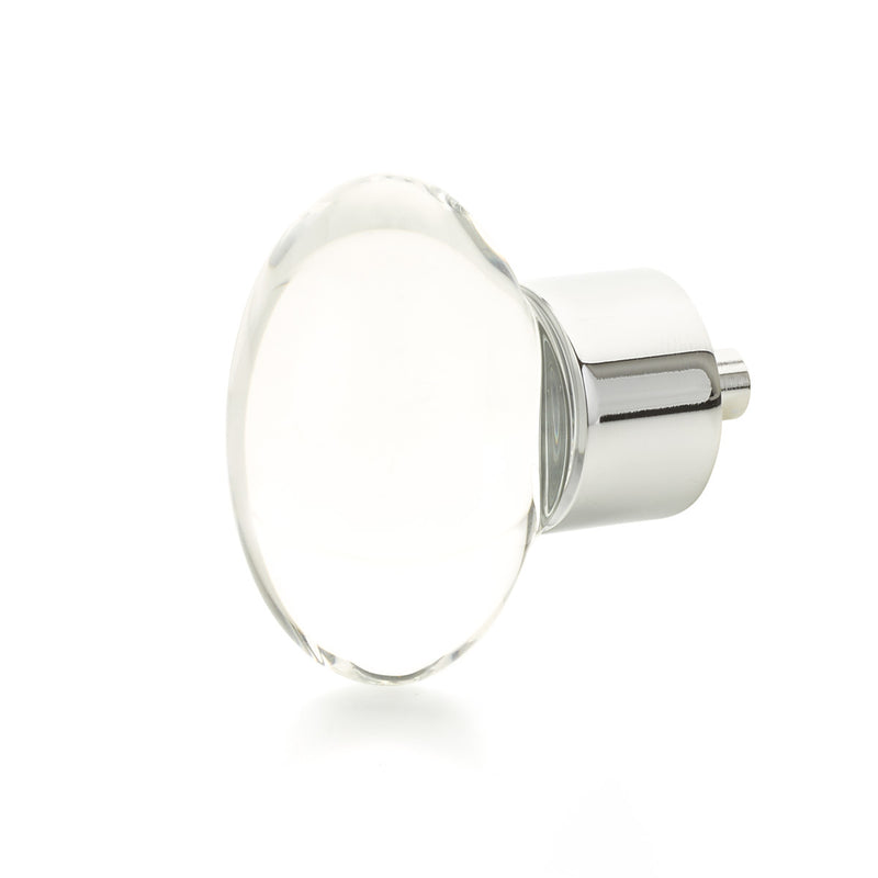 Schaub City Lights, Oval Glass Knob with brass base in Polished Chrome