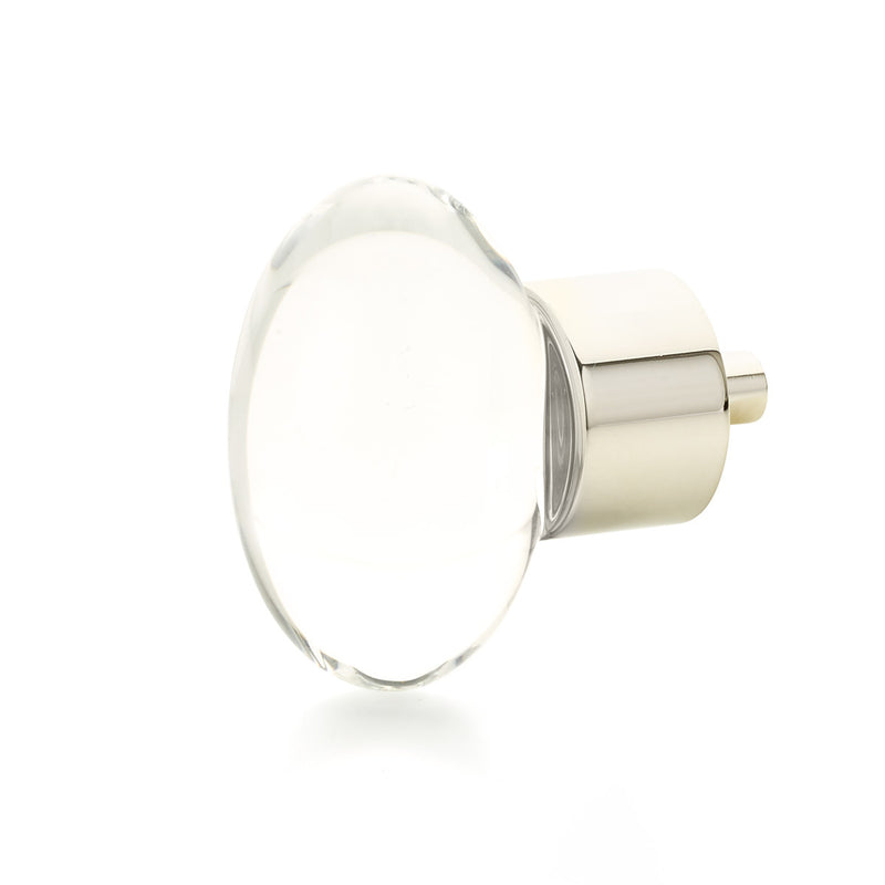 Schaub City Lights, Oval Glass Knob with brass base in Polished Nickel