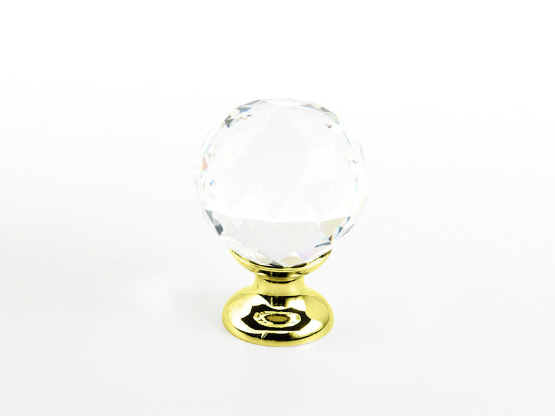 Schaub Stargaze , Knob, Clear, Round Crystal, Polished Brass 1-1/8" dia