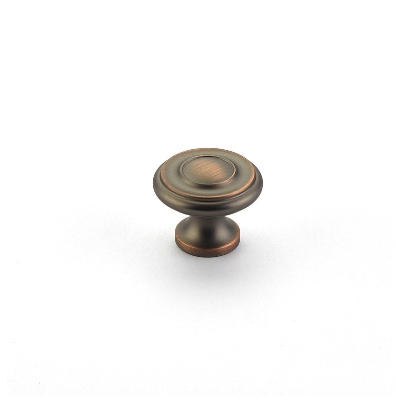 Schaub Traditional / Colonial, Stepped Round Knob, Aurora Bronze, 1-1/4" dia