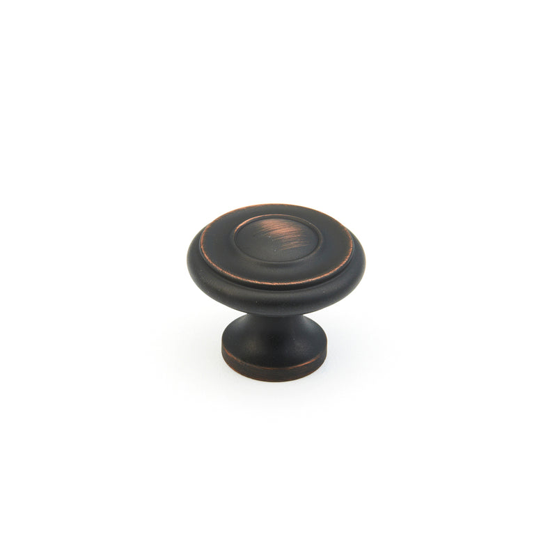 Schaub Traditional, Stepped Round Knob, Michelangelo Bronze, 1-1/4" dia