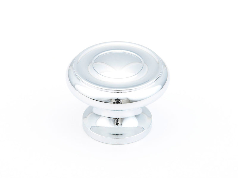 Schaub Traditional / Colonial, Stepped Round Knob,  Polished Chrome, 1-1/2" dia