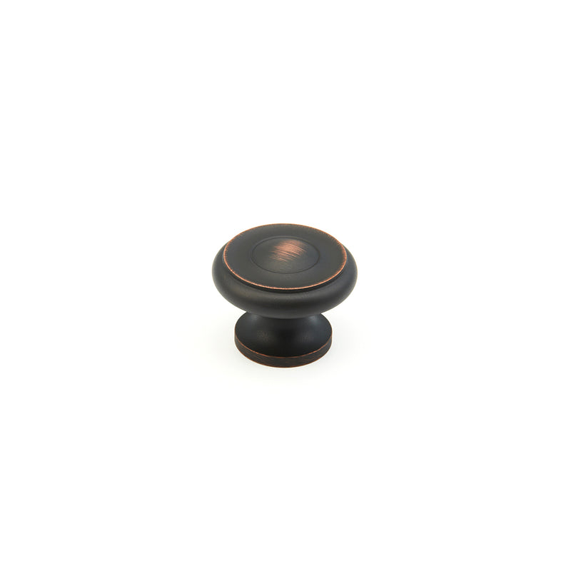 Schaub Traditional, Stepped Round Knob, Michelangelo Bronze, 1-1/2" dia