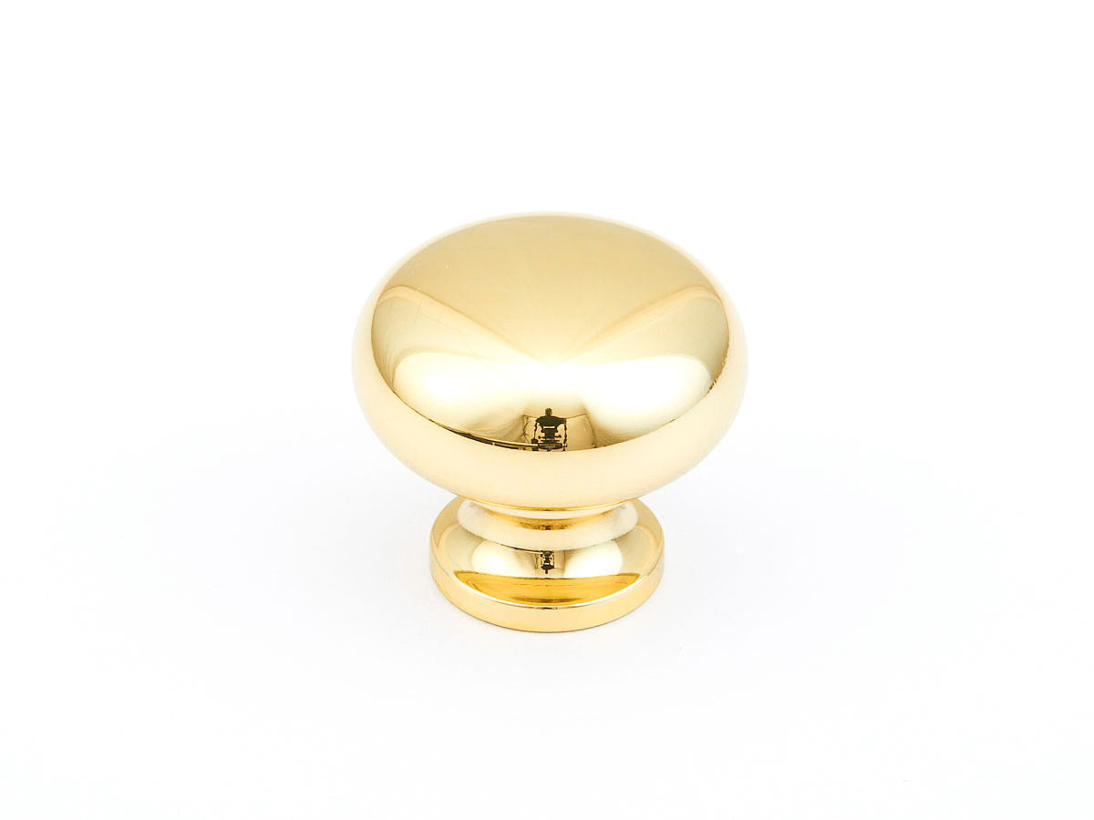 Schaub Traditional, Round Knob,  Polished Brass, 1-1/4" dia